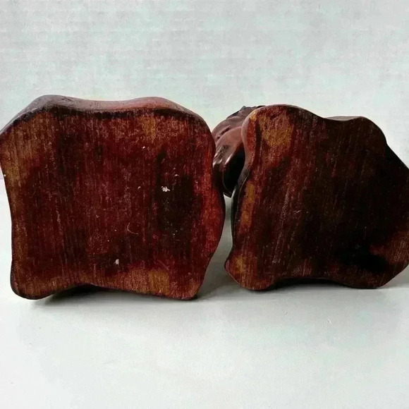 Vintage Hand Carved Wood Sculptures Man & Women Couple Bust African folk art - Picture 4 of 6